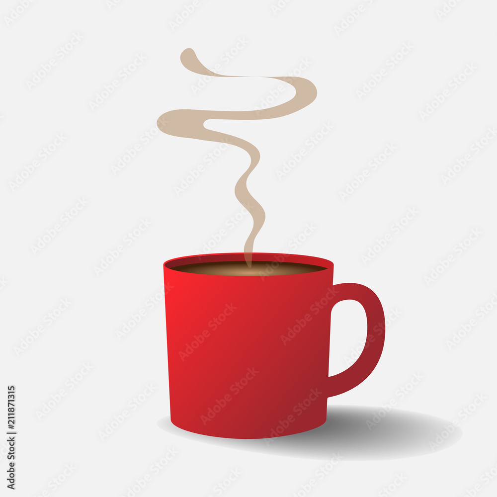 red cup coffee with smoke.coffee cup isolated on white background.element of banner or poster. red cup coffee with smoke.coffee cup isolated on white background.element of banner or poster.