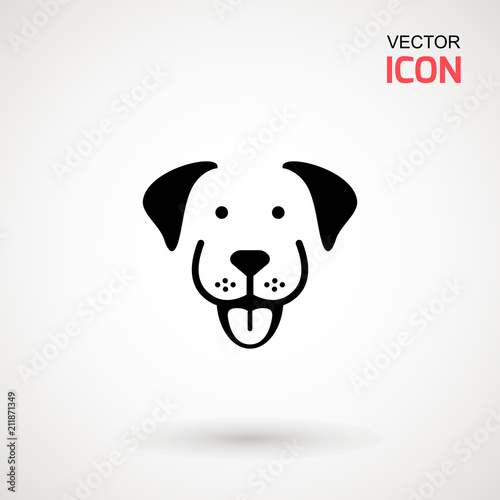 Dog head icon. Flat style. Cartoon dog face. Vector illustration isolated on white. Silhouette simple. Animal Logotype concept. Logo design template
