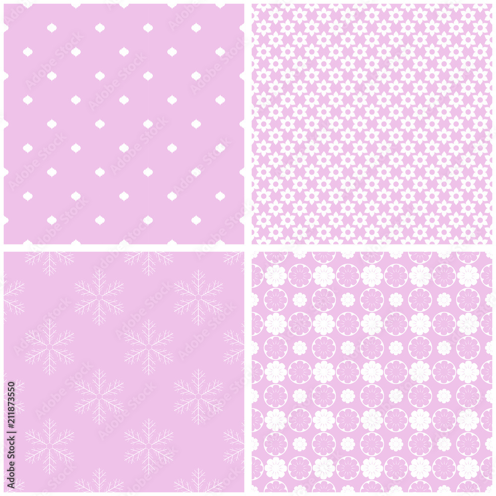 Pastel retro different vector seamless patterns.