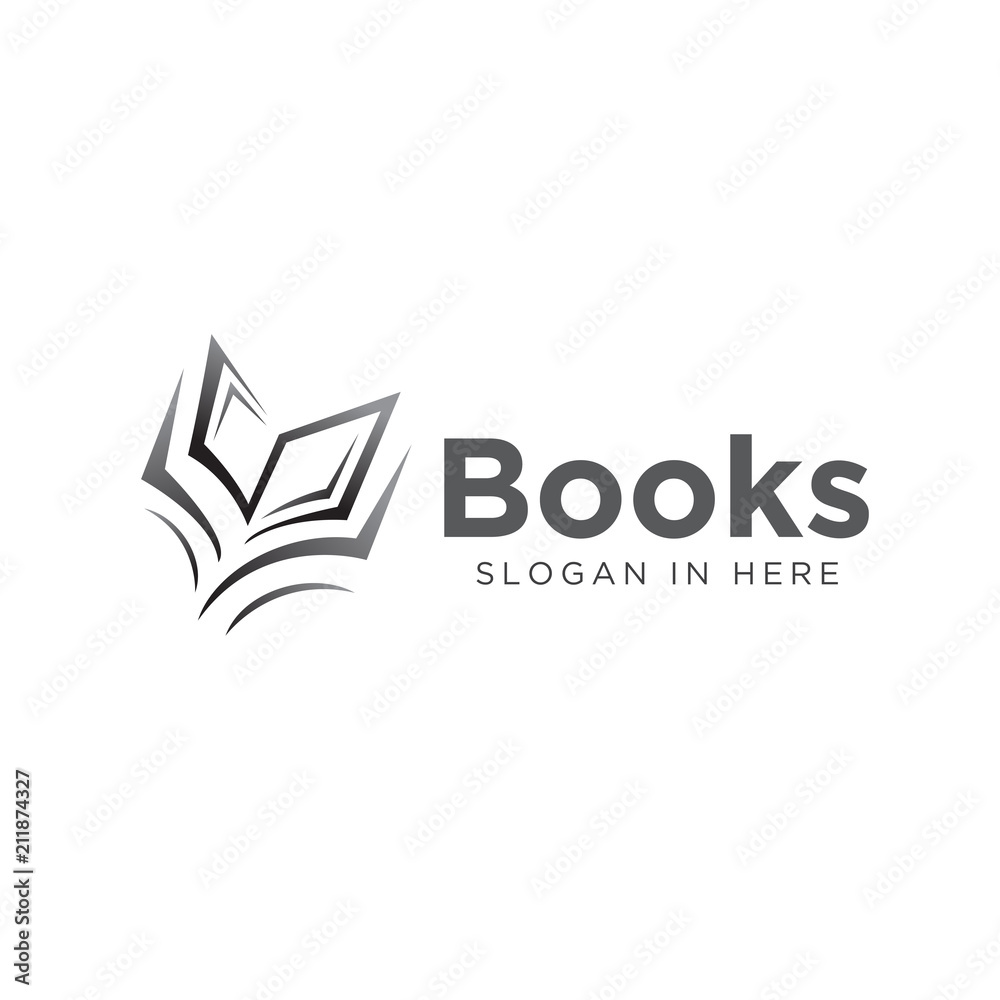 Fototapeta premium book open illustration line art black white logo