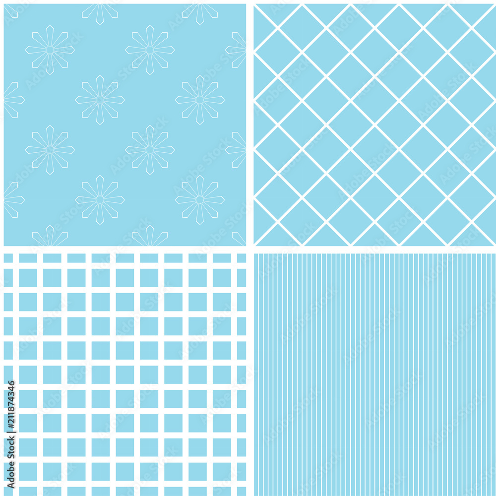 Different baby seamless patterns. Different baby seamless patterns.