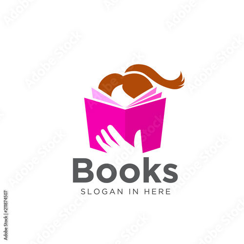 women reading book art logo