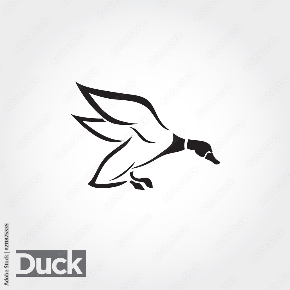Flying duck, goose, swan logo art