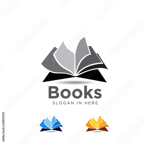 abstract book open colors set logo