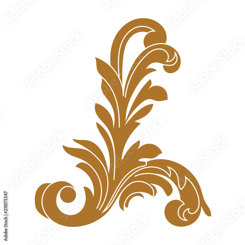 Golden vintage baroque ornament, corner. Retro pattern antique style acanthus. Decorative design element filigree calligraphy vector. - stock vector
