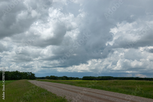 Range Road and Farm land in Saskatchewan, Canada.