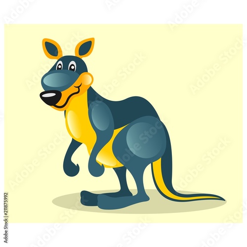 funny blue kangaroo wallaby marsupial mascot cartoon character