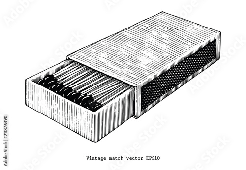 Vintage match hand drawing vintage clip art isolated on white background