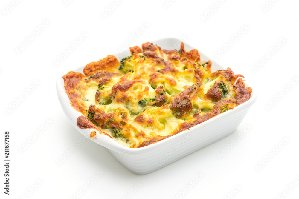 baked cauliflower and broccoli gratin with cheese baked cauliflower and broccoli gratin with cheese