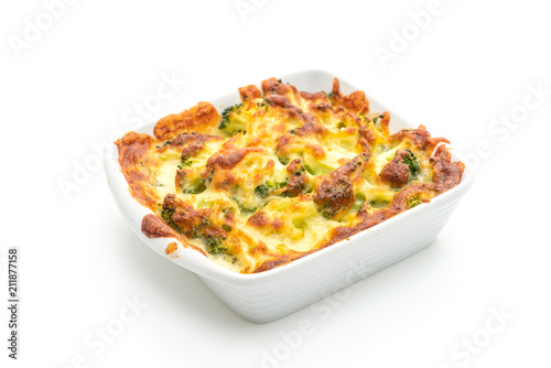 Tableau sur toile baked cauliflower and broccoli gratin with cheese