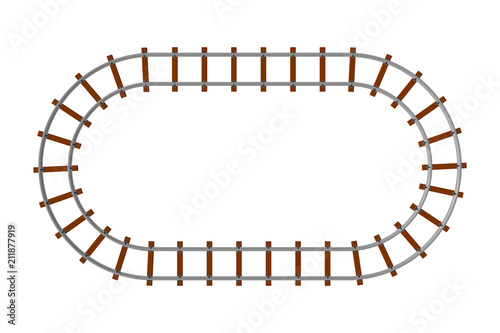 Railway track frame. Isolated on white background. 3d Vector illustration.