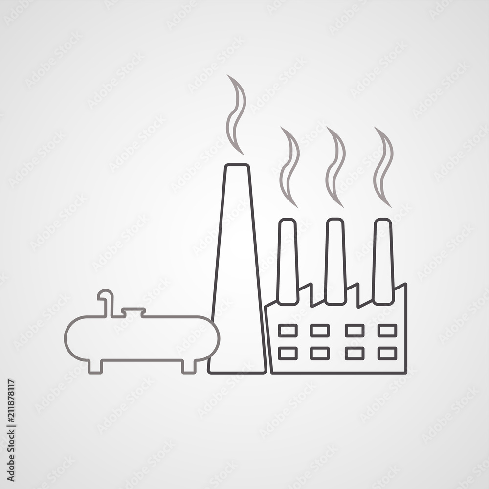Obraz premium industrial plant isolated flat vector icon