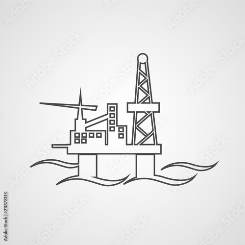 Oil and gas platform isolated flat vector icon