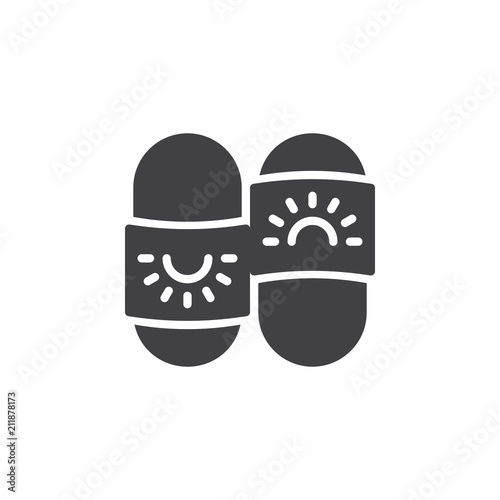 Summer slippers vector icon. filled flat sign for mobile concept and web design. Beach flip flops simple solid icon. Symbol, logo illustration. Pixel perfect vector graphics