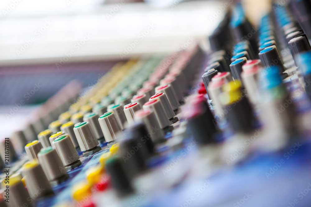 Professional audio mixing concole. Professional audio mixing concole.