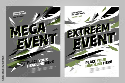 Vector layout design template for extreem sport event, tournament or championship.