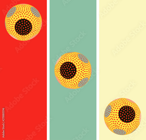 bookmarks set with stylized spherical seeds pattern in yellow and blue