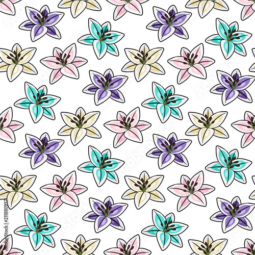 Tropical flowers seamless pattern