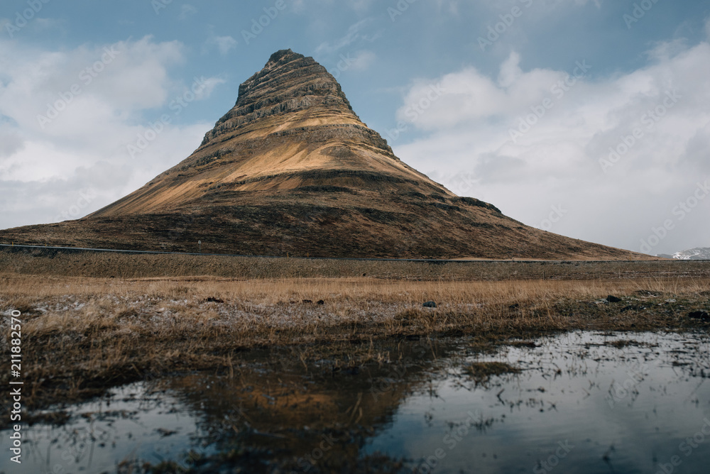 The Kirkjufell (the church mountain) located in west Iceland.