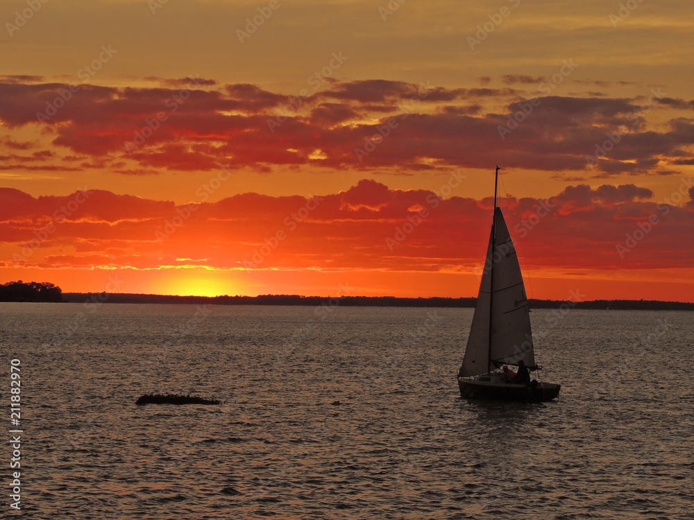 sailboat sunset