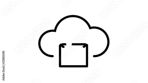 Cloud Mail Animation Flat line icon stock video design drawing isolated on white symbol background