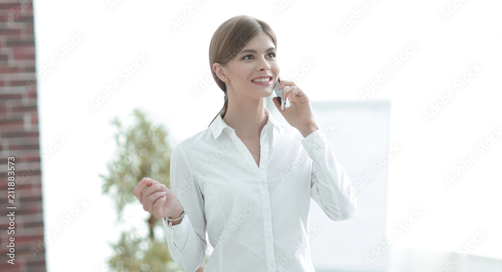 young business woman talking on phone