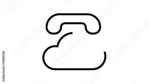 Phone Calls, conversations Cloud storage Animation Flat line icon stock video design drawing isolated on white symbol background
