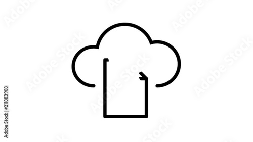 Cloud storage documents Animation Flat line icon stock video design drawing isolated on white symbol background