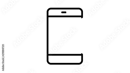 Smartphone Animation Flat line icon stock video design drawing isolated on white symbol background