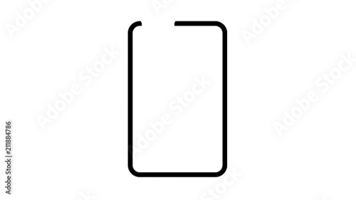 Smartphone Animation Flat line icon stock video design drawing isolated on white symbol background