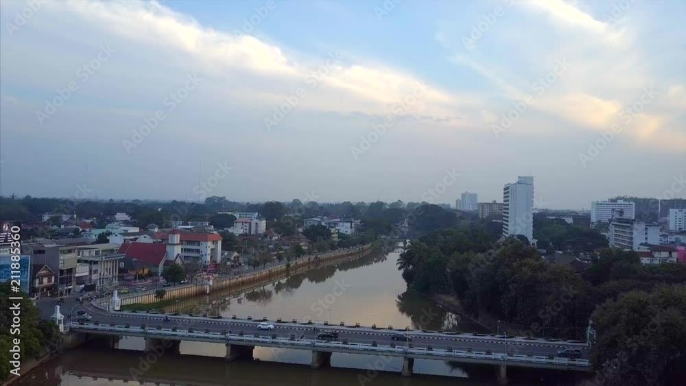 Flying Over Canal In Chiang Mai Flying Over Canal In Chiang Mai
