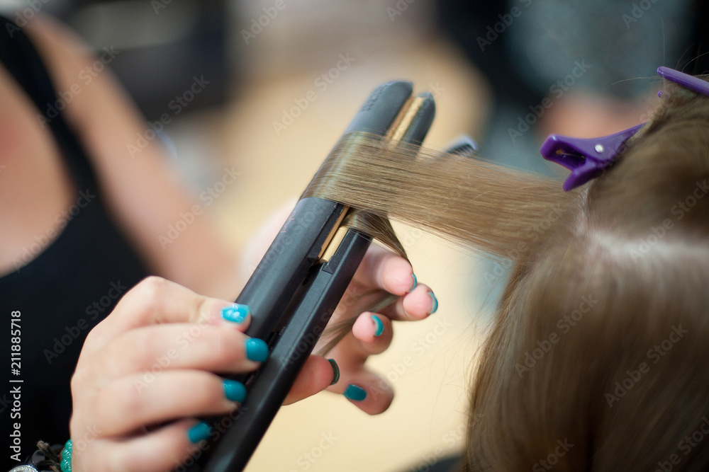 Bridesmaid having her hair done