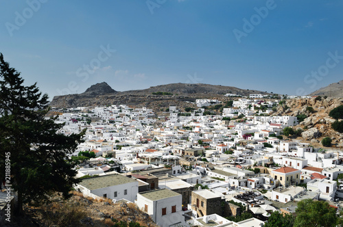 Traditional buildings and decorated houses in Lindos © delobol