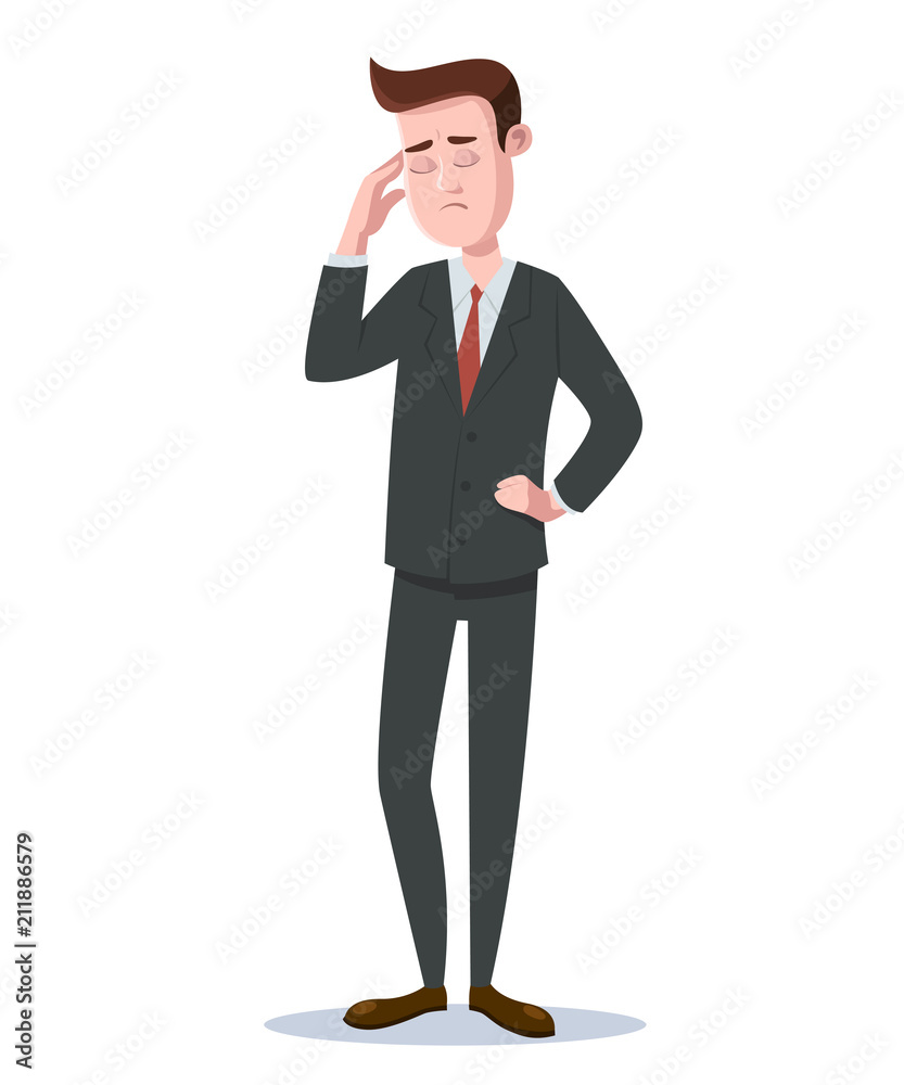 Business man is standing and thinking. Vector illustration. Business man is standing and thinking. Vector illustration.