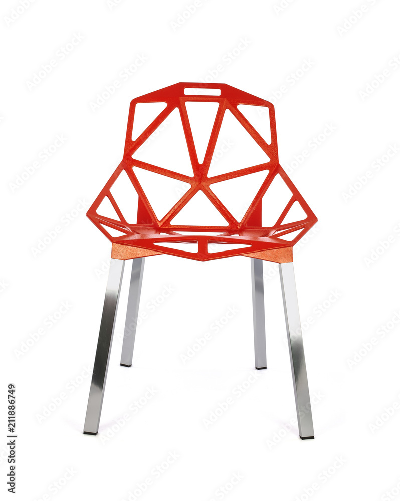 Futuristic Metal Polygon Outdoor Chair Front View Stock Photo | Adobe Stock