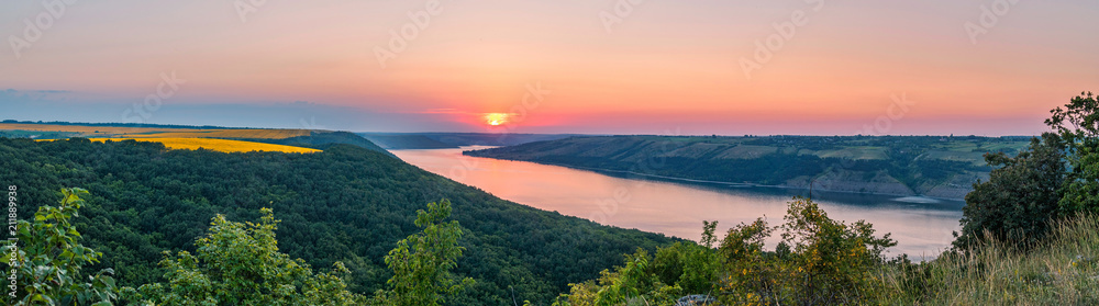 beautiful panorama of the river at sunrise