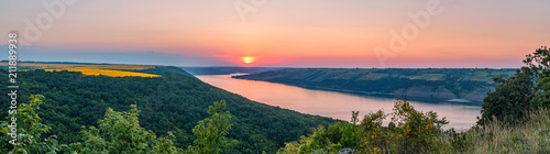 beautiful panorama of the river at sunrise