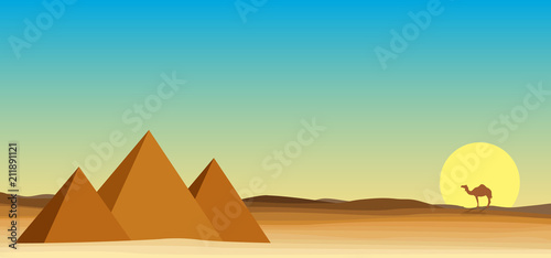 egypt landscape desert with pyramid 