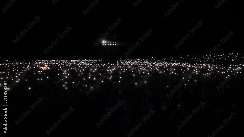 Arena cheering crowd lights music