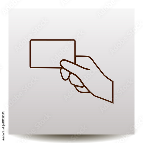 hand holds card line vector icon