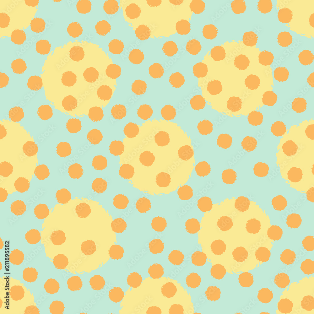 Polka dot seamless pattern with grunge shapes
