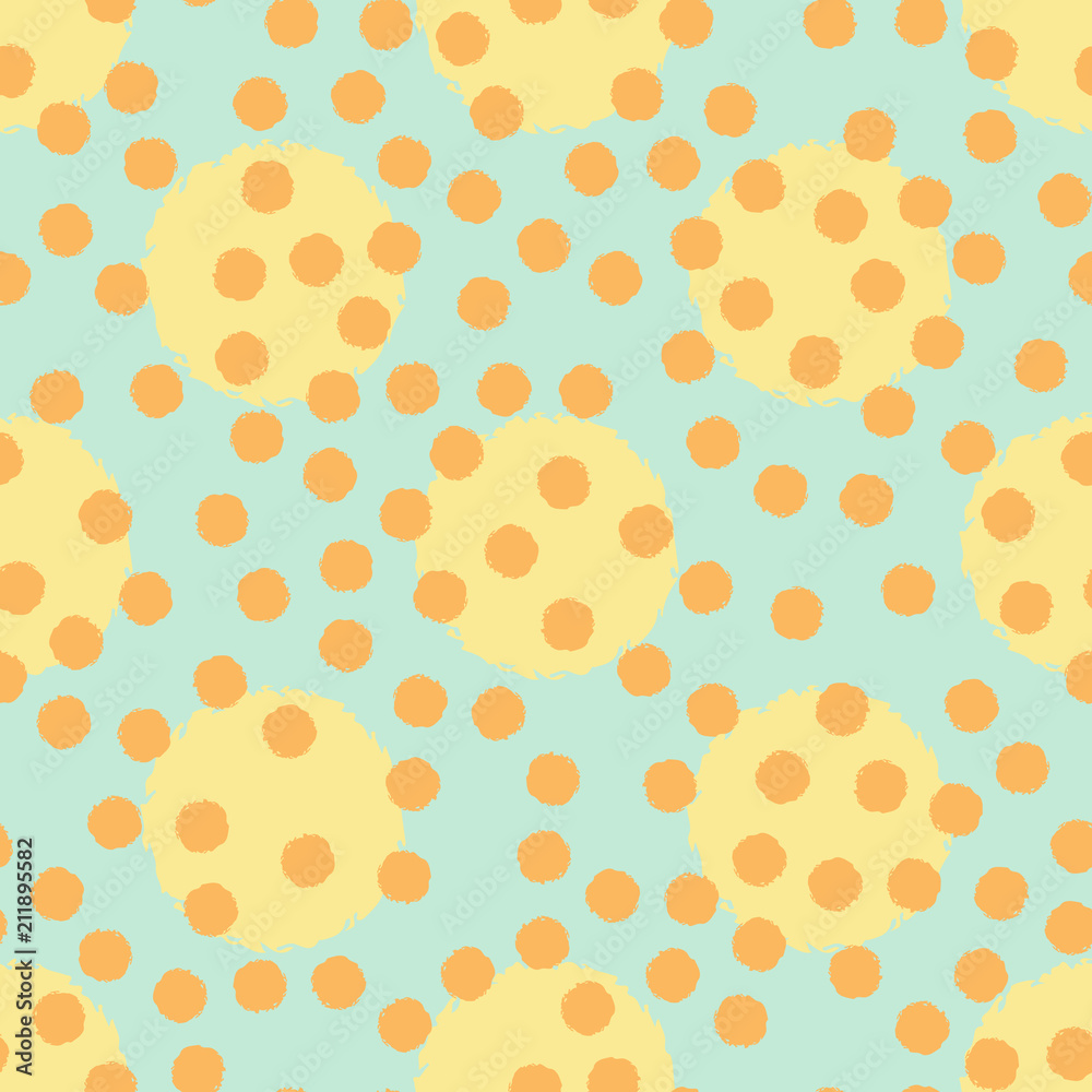 Polka dot seamless pattern with grunge shapes Polka dot seamless pattern with grunge shapes