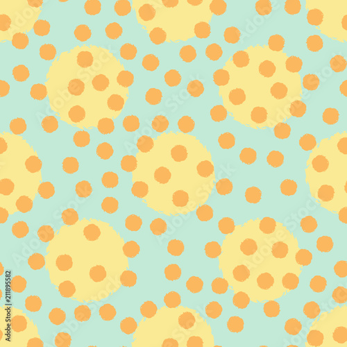 Polka dot seamless pattern with grunge shapes