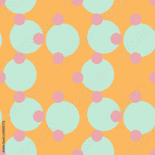 Polka dot seamless pattern with grunge shapes