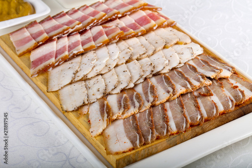 Plate with pork fat