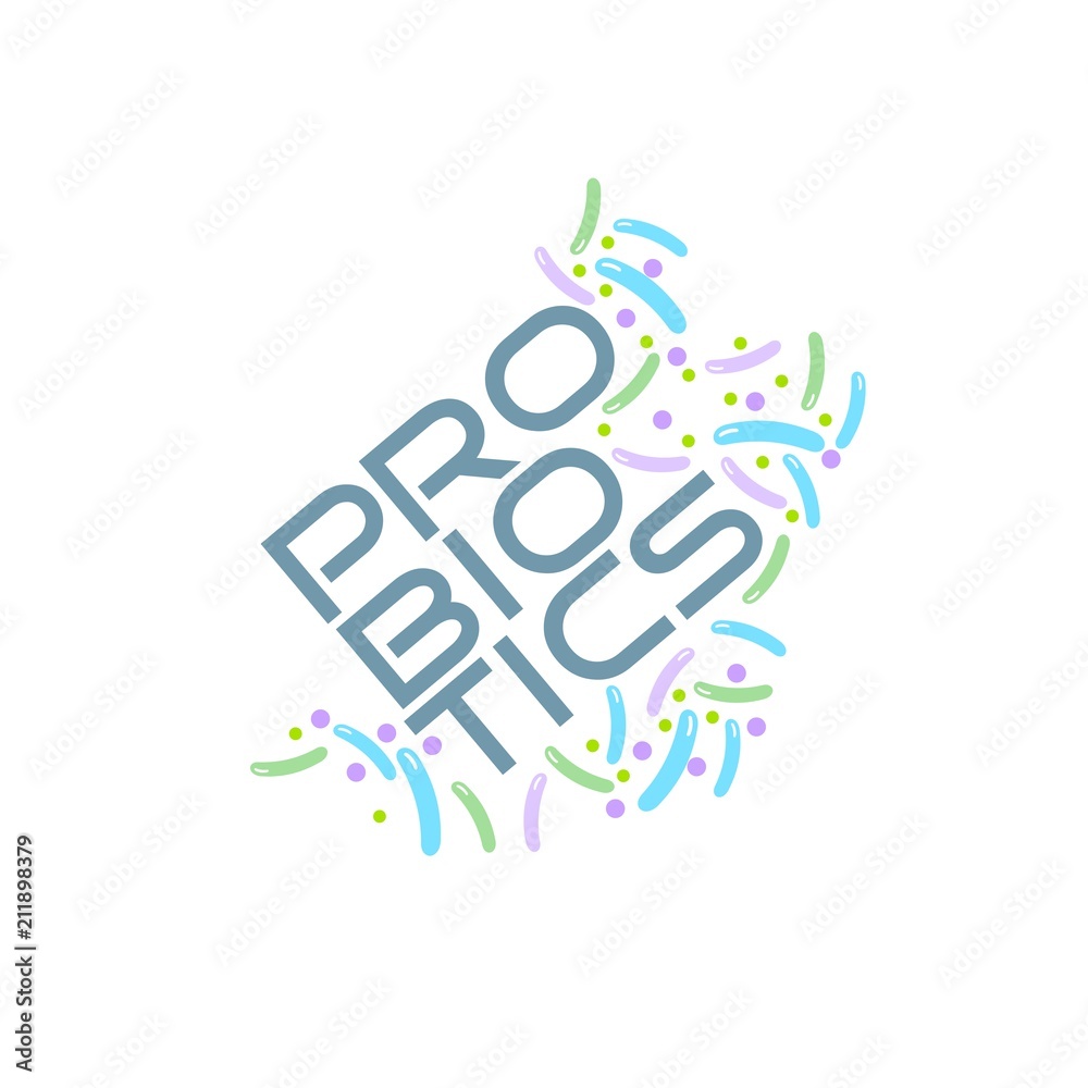 Probiotics logo. Concept of healthy nutrition ingredient for therapeutic purposes. simple flat style trend modern logotype graphic design isolated on white background Probiotics logo. Concept of healthy nutrition ingredient for therapeutic purposes. simple flat style trend modern logotype graphic design isolated on white background
