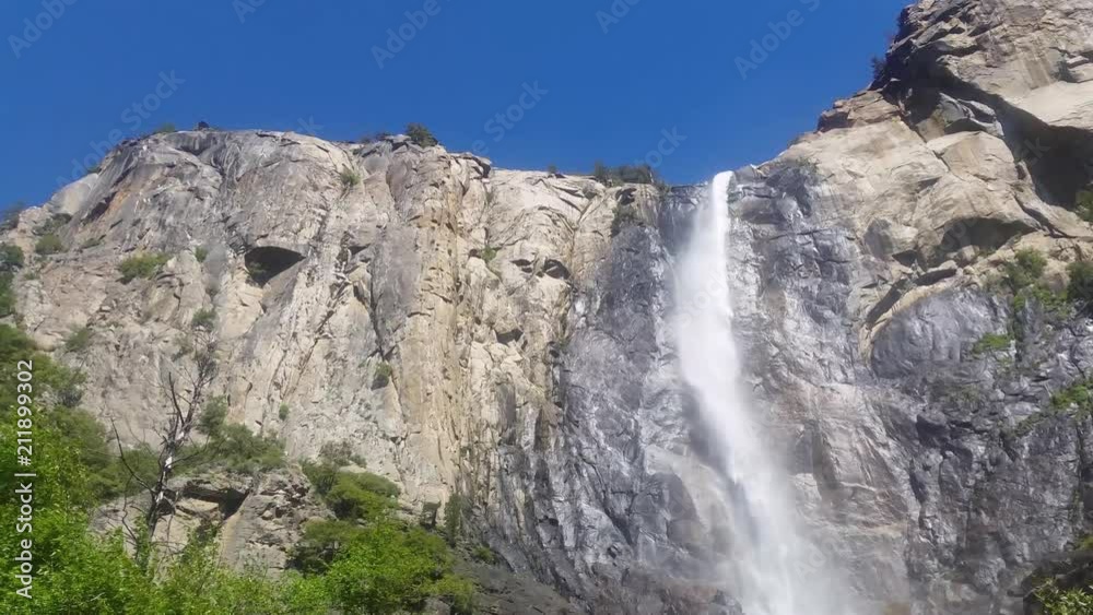 Yosemite Bridalveil Falls Medium Close Up Pan Yosemite Bridalveil Falls Medium Close Up Pan