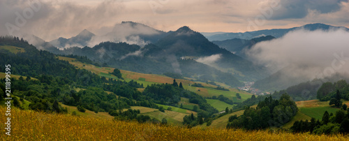 Mountains steaming after the evening storm, Pieniny Mountains, Slovakia