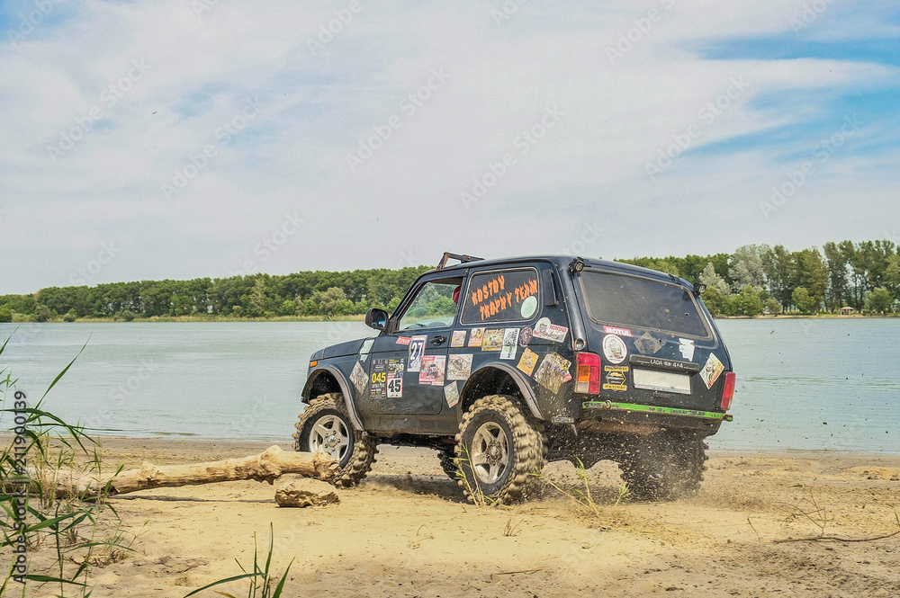 car sport off-road truck participates in the competition for dirt and sand