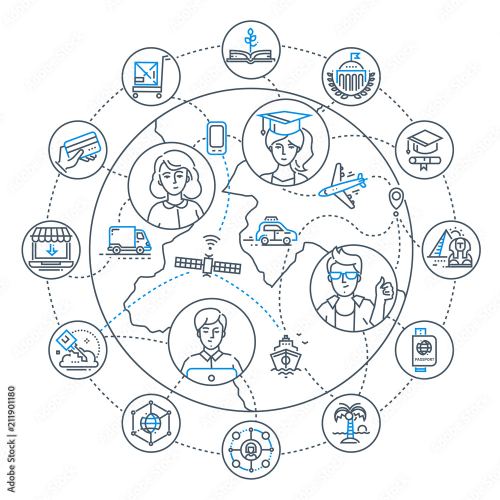 Internet business - modern line design style illustration Internet business - modern line design style illustration
